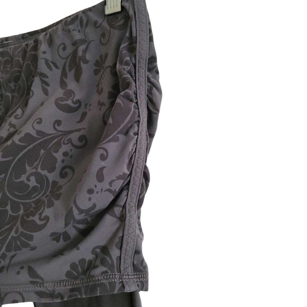 LUCY ACTIVEWEAR Gray Floral Skirted Ruched Leggings Women's Size Small* - Picture 3 of 7